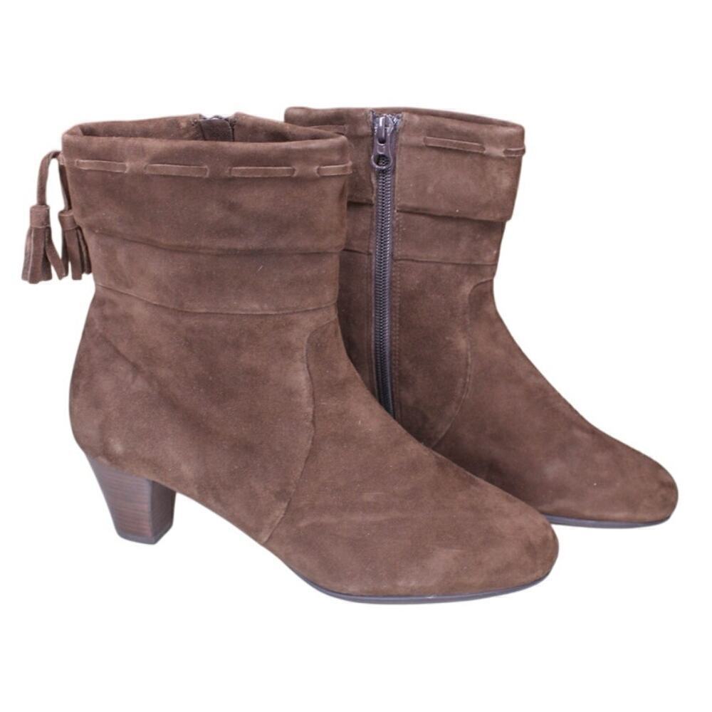 Umberto Raffini Brown Suede Leather Pump Heel Boots Round Toe Size 38